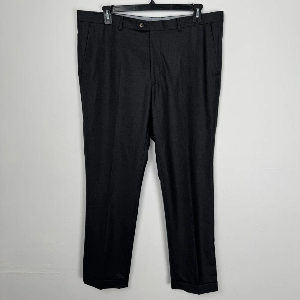 Peter Millar Collection‎ Mens 40 Charcoal Gray 100% Wool Dress Pants Slacks